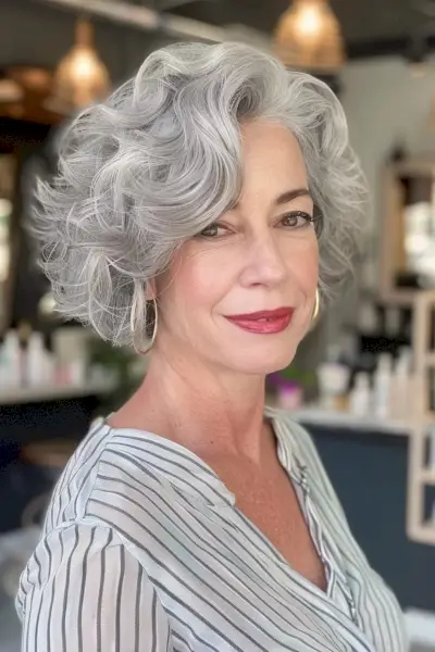 Edgy bob for curly hair