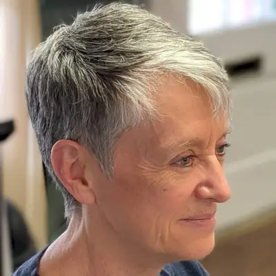 Edgy razor cut for older women