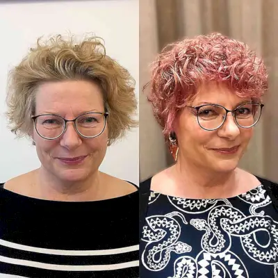 Short Peach Pixie with Voluminous Layers for Women Aged 50 and Up