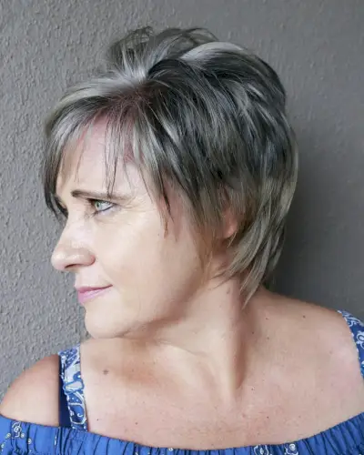 gray pixie cut for women in their 50s