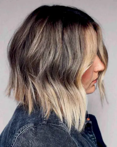 Natural Dark Roots to Light Blonde Ombre for Short Hair