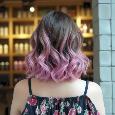 Mocha to raspberry ombre mermaid short hair
