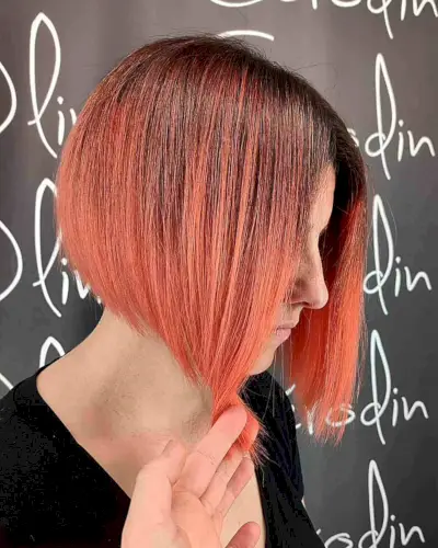 Short Cinnamon Red to Peach Blonde Ombre