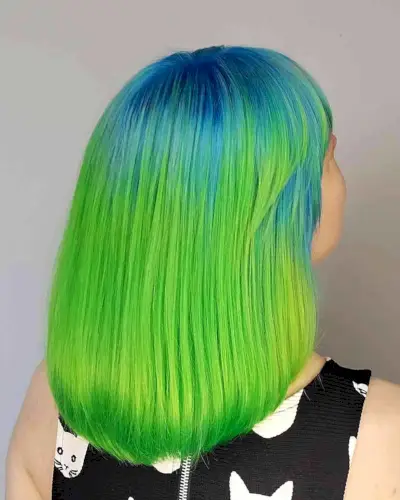 Short Mermaid Green to Neon Green Ombre