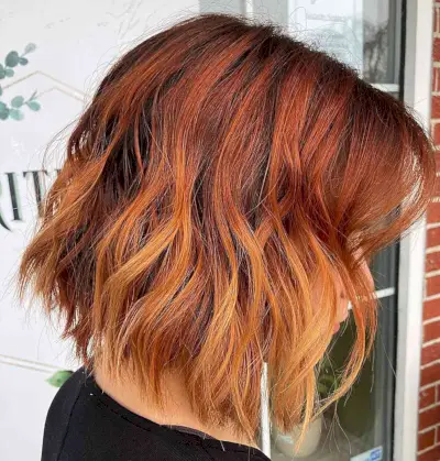 Brown to Golden Brown Ombre on Short Layered Hair