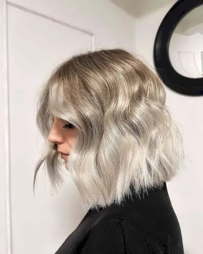 Short Ombre Light Brown Roots to Platinum Ends