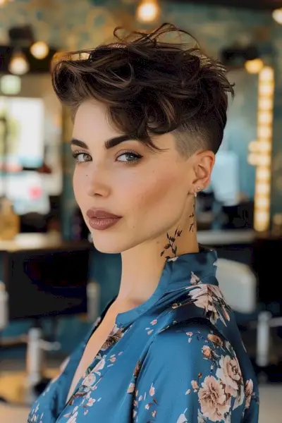 Edgy Pixie Hairstyle for wavy hair