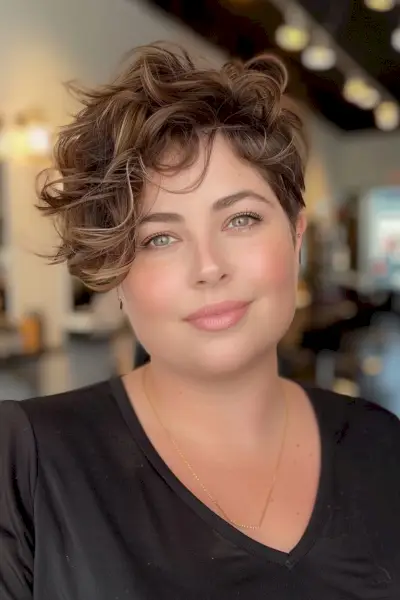 Pixie Cut for Wavy Hair and a Round Face