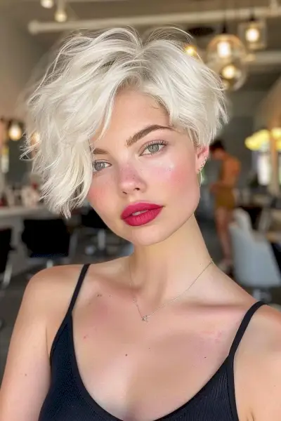 Wavy pixie bob haircut