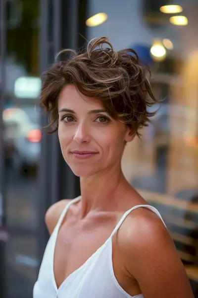 Short Wavy Pixie for Women Over 40