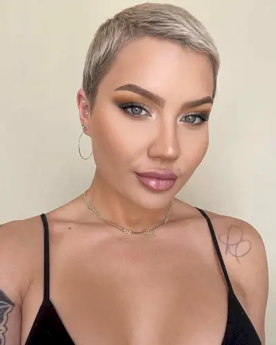 Beige Blonde on Super Short Pixie Hair