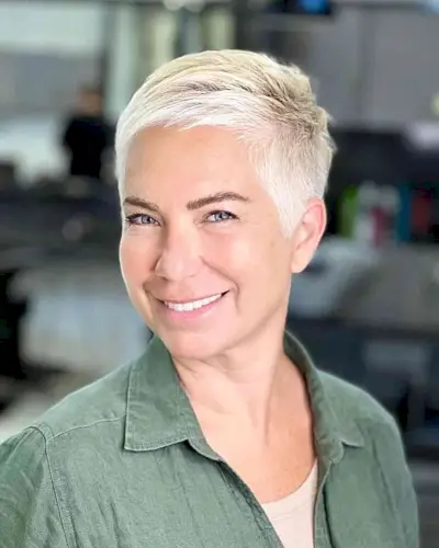 Androgynous Bright Blonde Very Short Pixie