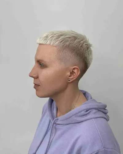 Very Short Shaved Pixie with Short Blunt Edges