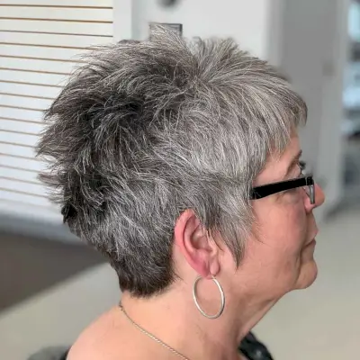 Grey Spiky Pixie for Women Over 60