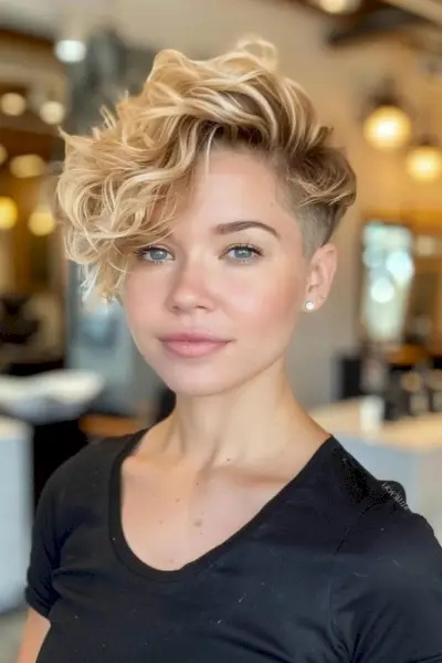 Curly Asymmetrical Pixie Hairstyle