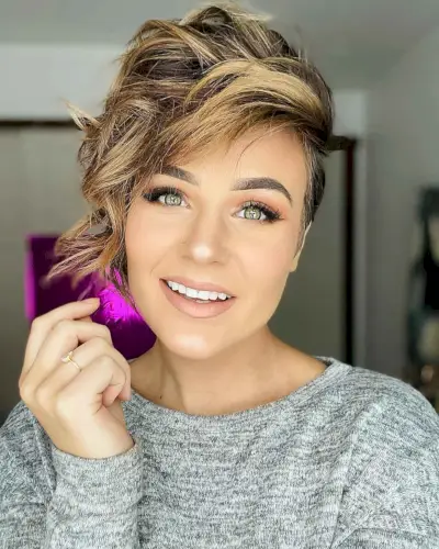 Wavy asymmetrical pixie haircut