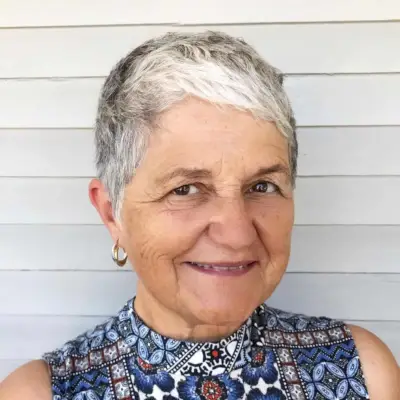 Salt and pepper pixie for women over 60