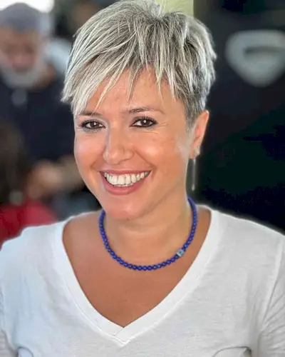 Edgy Spiked Pixie with Bangs for Round Face Shapes