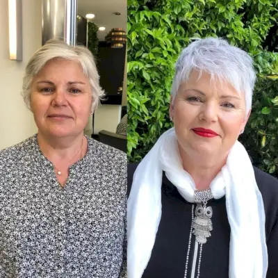 Pixie cut with bangs for older women