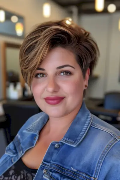Pixie bob cut for round-faced women