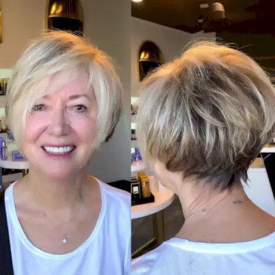 Long pixie for women over 50 with round face shapes