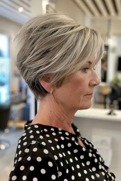 Feathered pixie bob for women over 50