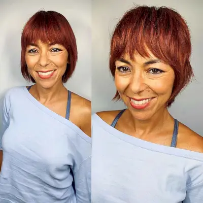 fiery long shaggy pixie cut