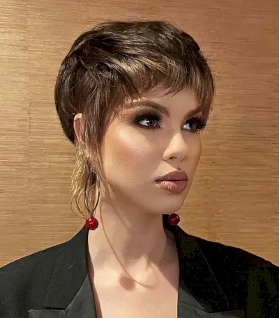 Short Edgy Pixie Mullet with Layers for thick hair