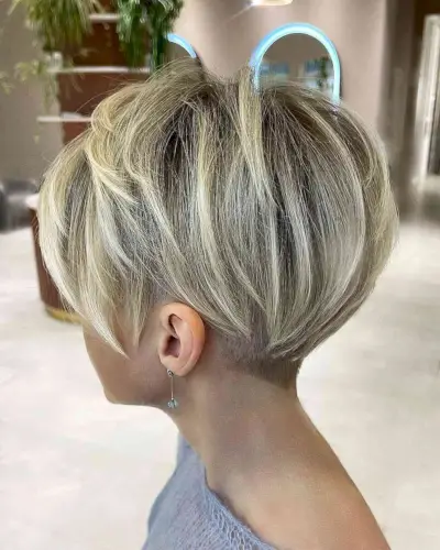 Long Blonde Pixie Cut