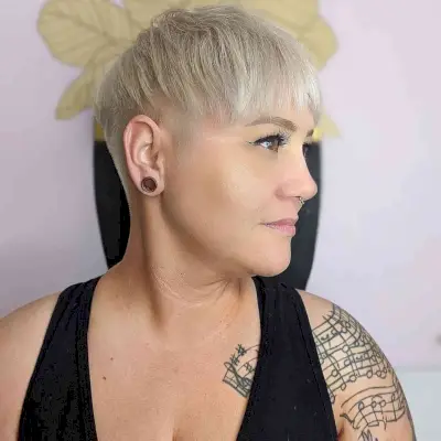 Short Edgy Blonde Pixie with an Undercut