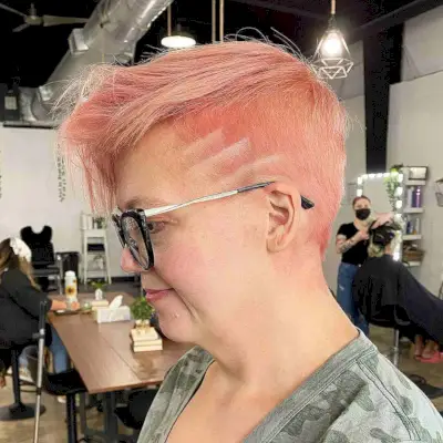 Funky Rose Gold Pixie Pixie cut and color