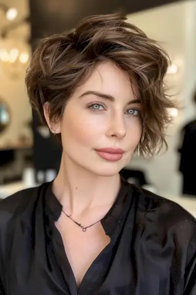Brown Messy Pixie