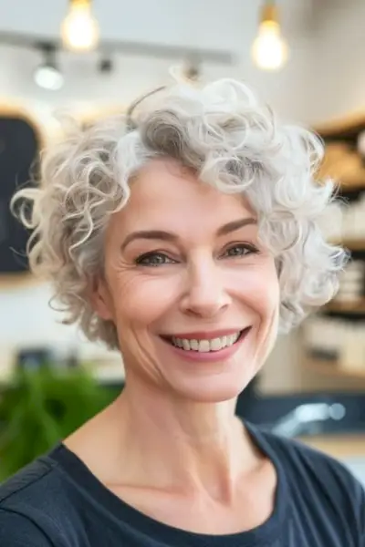 Corte pixie prateado crescido.