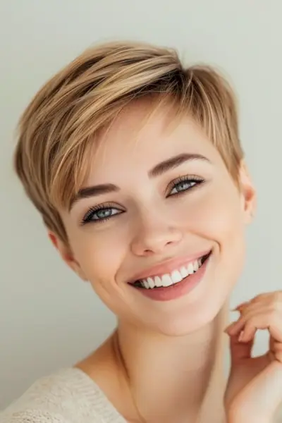 Corte pixie com parte lateral profunda.