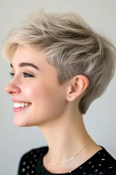 Top volumoso com corte Desgrenhado Pixie.