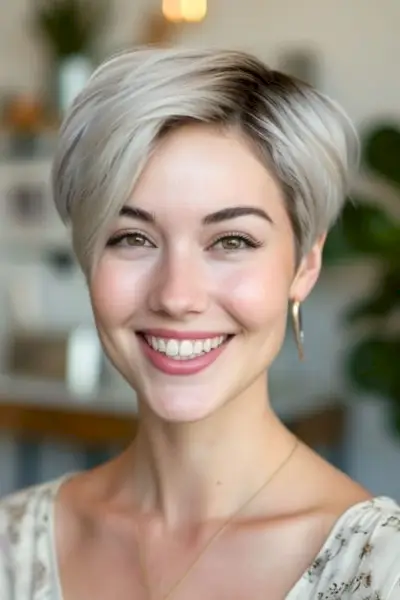 Pixie Platina com Raízes Escuras.