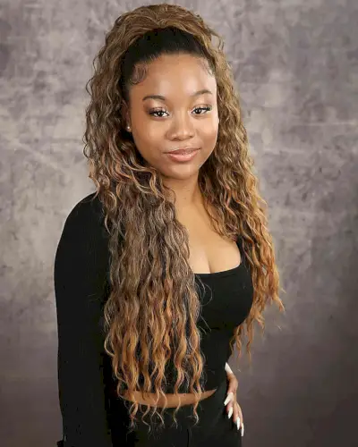 Slicked Back Pony with Very Long Curls