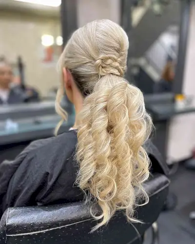 Braided Wrap for Long Curly Pony