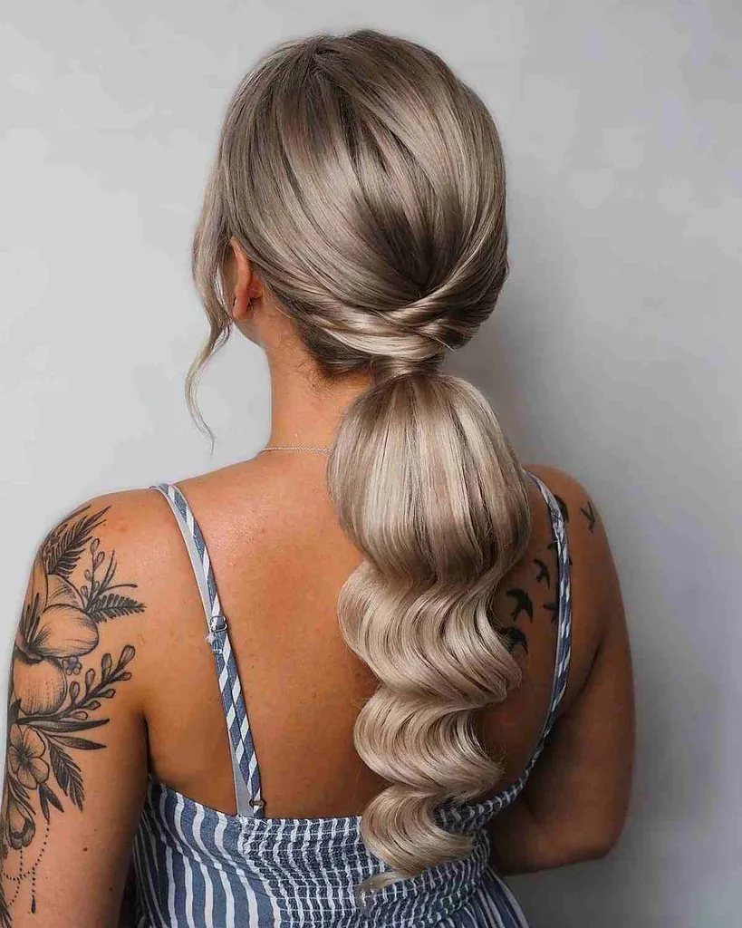 קוקו עטוף נמוך מדהים לשיער ארוך' title=