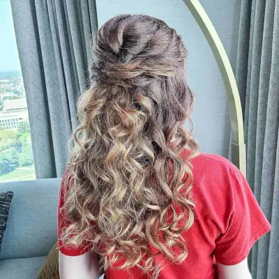 Flowing Twisted Prom Half Updo for Long Hair