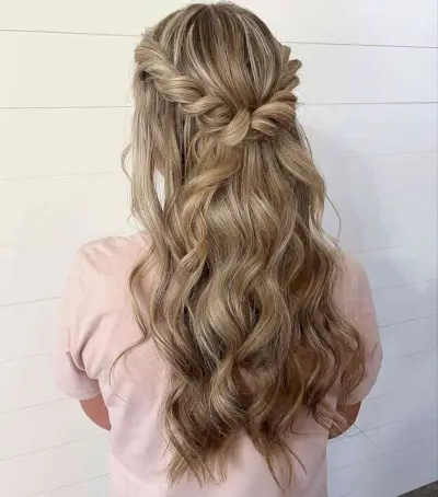 Half Up & Half Down Long Prom Hairstyle