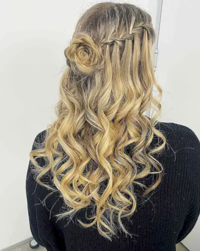 Cute amazing waterfall braid for prom