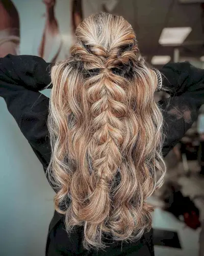 Half-Up Twist with Pull-Through Braids for Prom