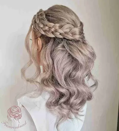 Beautifully Braided Crown Half Up Half Down Style for women who are getting married
