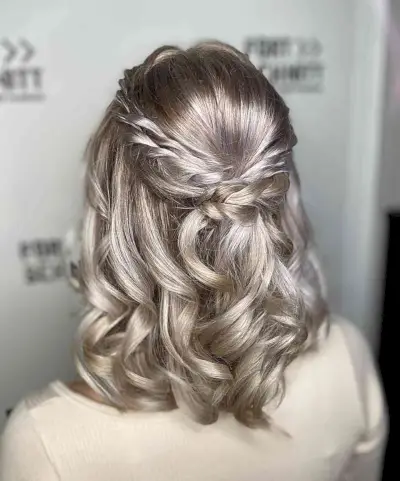 Half Up Half Down Two-Strand Braids for Mid-Length Waves for Prom