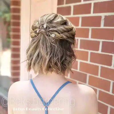 Prom Short-Length Soft Tousled Waves and Twists and Pins