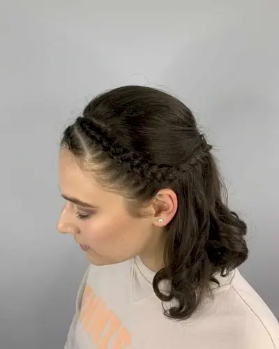 Half Down Medium Style with a Braided Headband for Prom