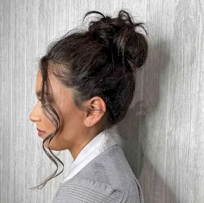 Proms Soft Messy Top Knot with Tendrils for Medium Hair