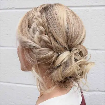 Messy Bun with an Accent Side Braid
