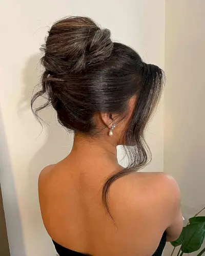 Easy Effortless High Twist Bun Prom Hairstyle